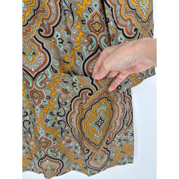 EUC J.Crew Collection Shift Dress Sz 6 100% Silk Ratti Gold Paisley Pockets - Picture 3 of 9